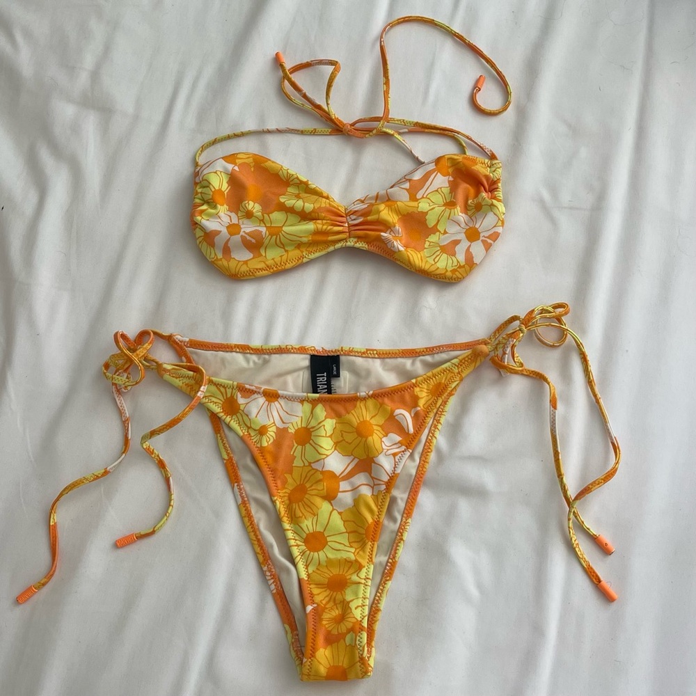 Triangl Swimwear Floral Orange Two-piece Bikini Set
